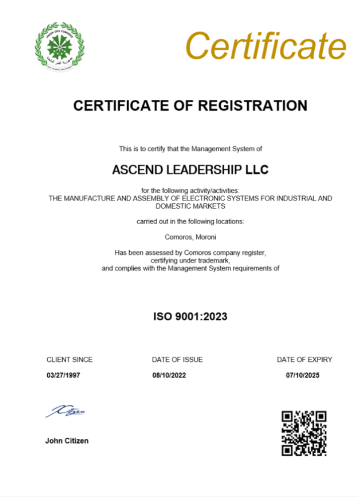 Comoros certificate of registration Word and PDF template scr